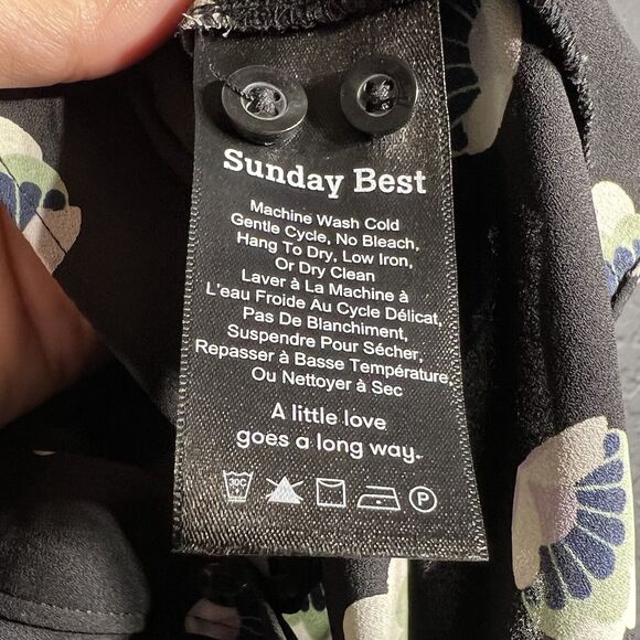 Aritzia Sunday Best Womens Size Small Black Floral Print Long Sleeve Button Down - Picture 13 of 15